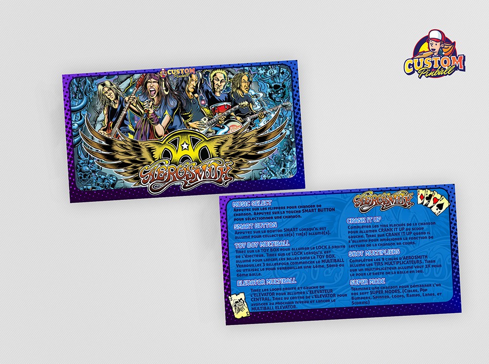 Rules cards Aerosmith Custom Pinball