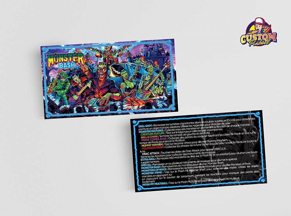 Rules cards Monster bash Custom Pinball