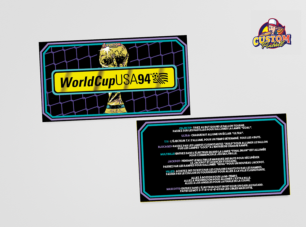 Rules cards World Cup USA 94 Custom Pinball